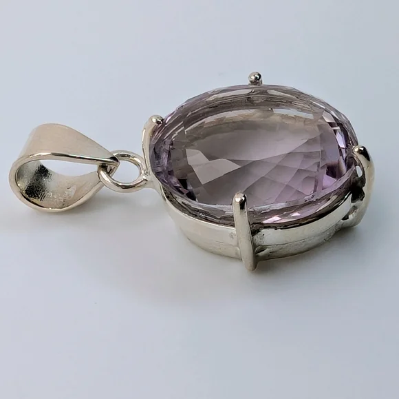 Natural Pink Amethyst Pendant S925 Sterling Silver Pendant - Picture 6 of 11